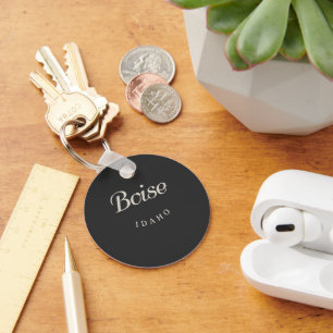 Boise Idaho White Font Keychain