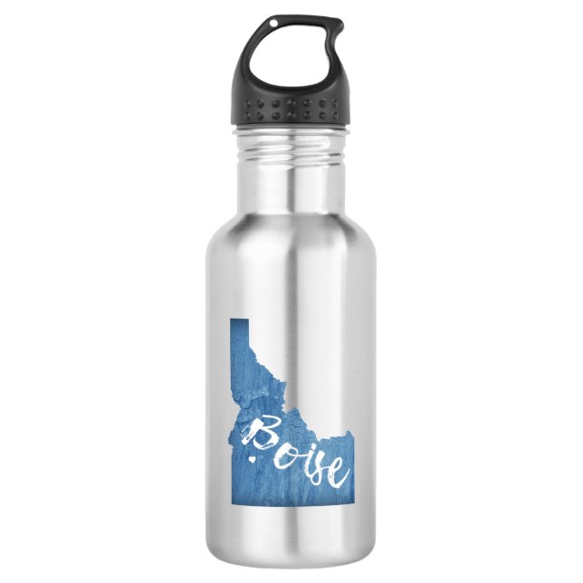 Boise, Idaho Wood Grain Stainless Steel Water Bottle (Front)
