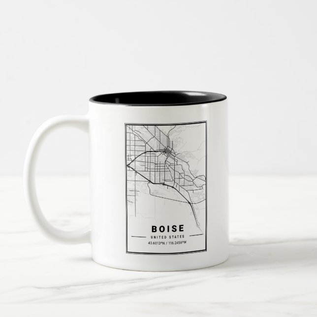 Boise Light City Map Two-Tone Coffee Mug (Left)