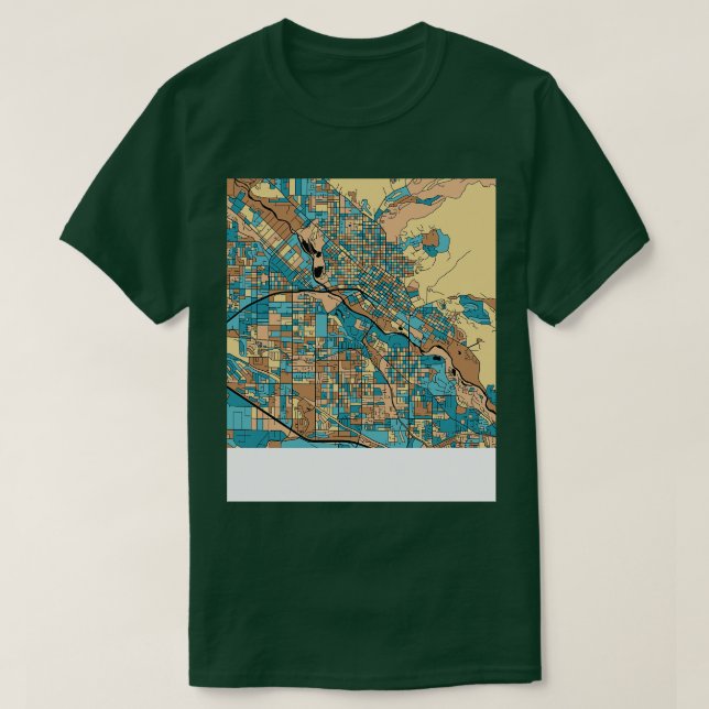 Boise Map Pattern in Mid Century Pastel TShirt (Design Front)