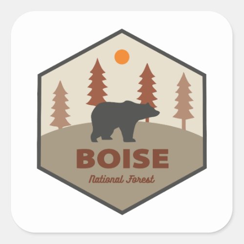 Boise National Forest Idaho Bear Square Sticker