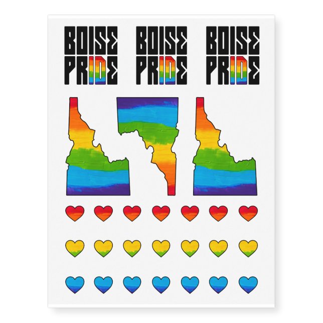 Boise PRIDE Temporary Tattoos (Front)