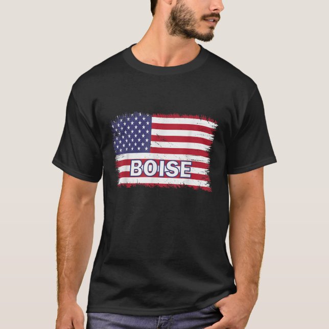 Boise US city with United States of America flag T-Shirt (Front)