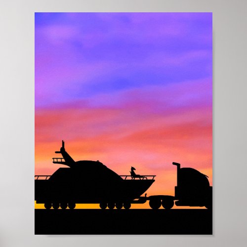 Bojack horseman truck speedboat evening sky  poster
