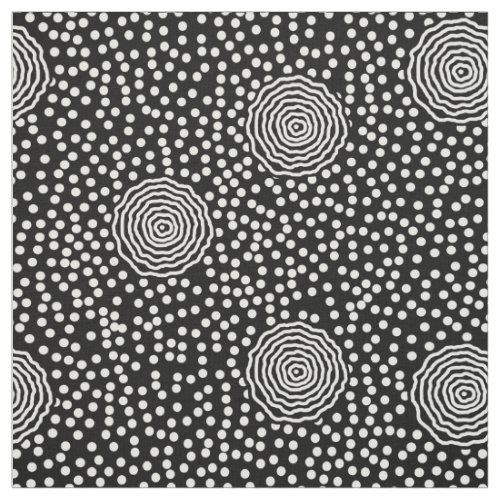 BOJANGLES VINTAGE RETRO DOTS WHITE on BLACK Fabric