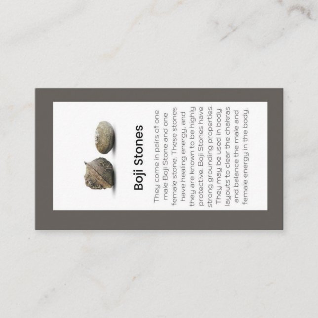 Boji Stones Crystal Meaning Jewelry Display  Business Card (Front)