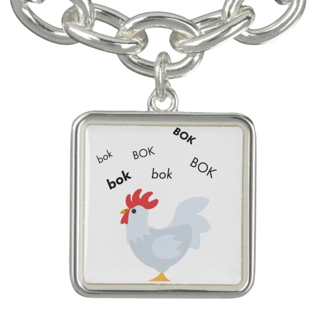 Bok Chicken Cute Emoji Charm Bracelet (Design)