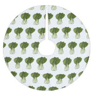 Bok choy cartoon illustration brushed polyester tree skirt