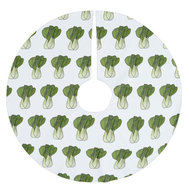 Bok choy cartoon illustration  brushed polyester tree skirt (Front)