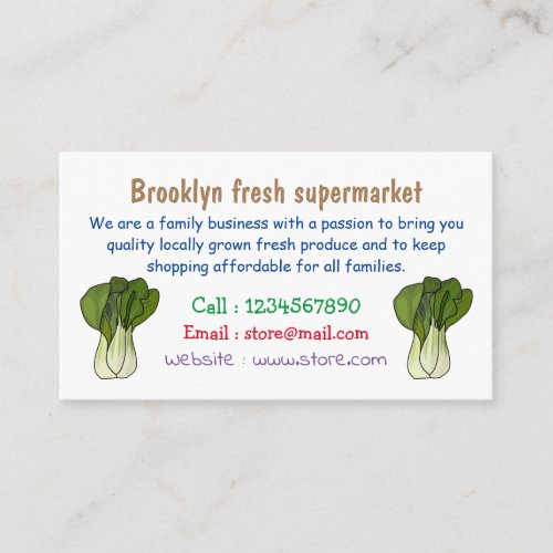 Bok choy cartoon illustration business card