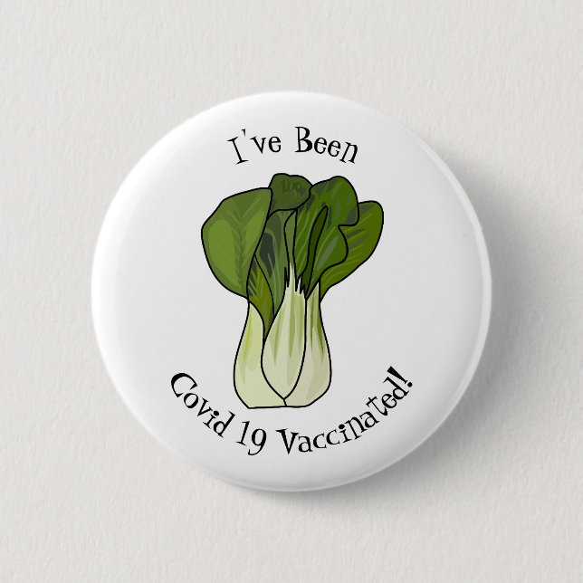 Bok choy cartoon illustration button (Front)