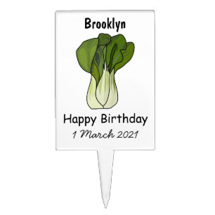 Bok choy cartoon illustration cake topper