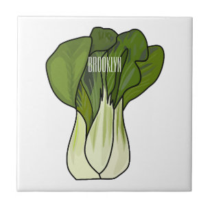 Bok choy cartoon illustration  ceramic tile