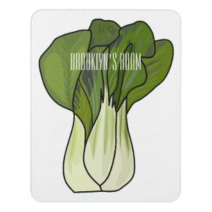 Bok choy cartoon illustration door sign