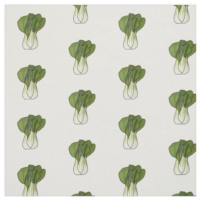 Bok choy cartoon illustration fabric (Swatch)