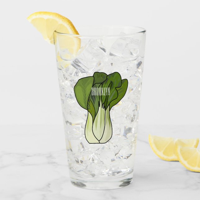 Bok choy cartoon illustration  glass (Front Ice)