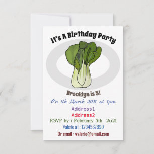 Bok choy cartoon illustration invitation