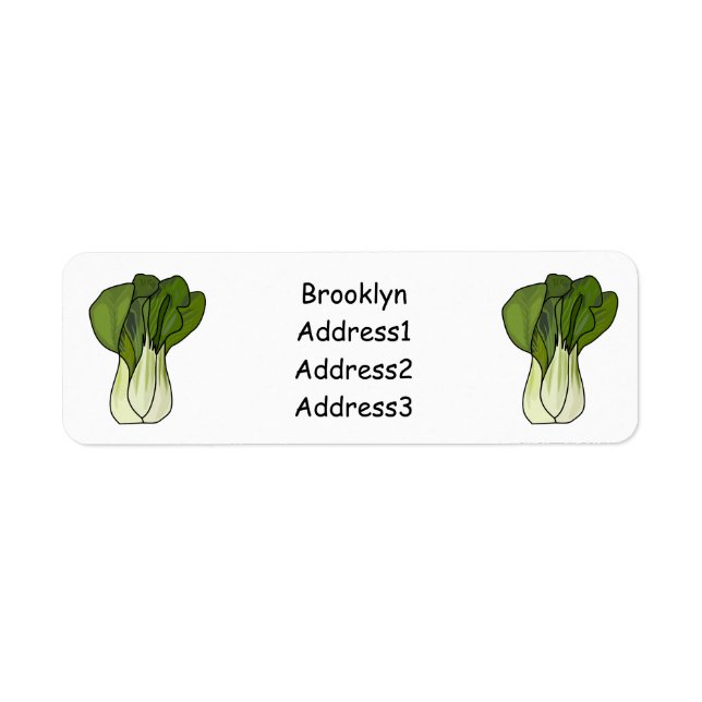Bok choy cartoon illustration label (Front)