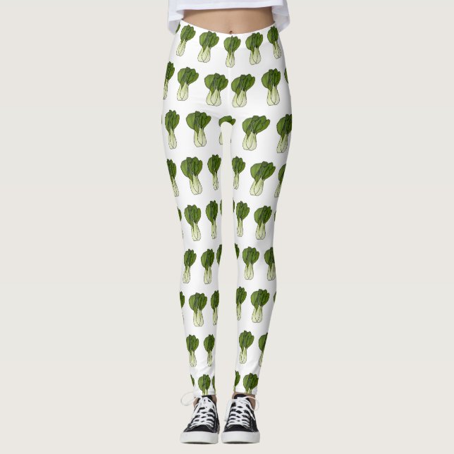 Bok choy cartoon illustration  leggings (Front)