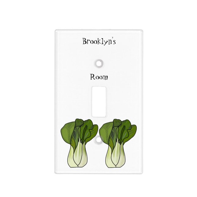 Bok choy cartoon illustration light switch cover (Front)