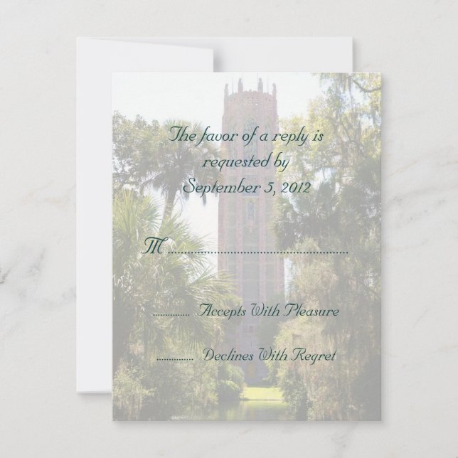 Bok Tower Wedding RSVP Personalized Card (Front)