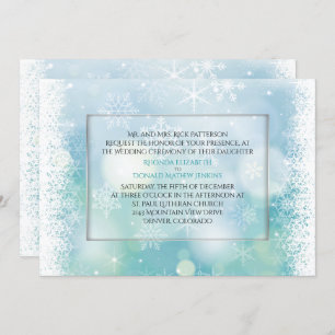 Bokah Snowflakes Winter Wedding Invitation