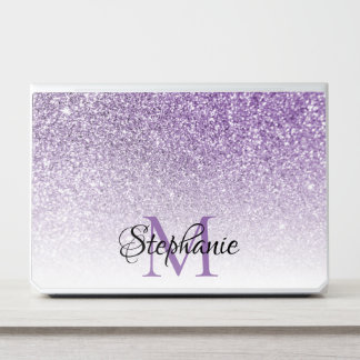 Bokeh Amethyst Glitter Photo White Ombre Monogram HP Laptop Skin