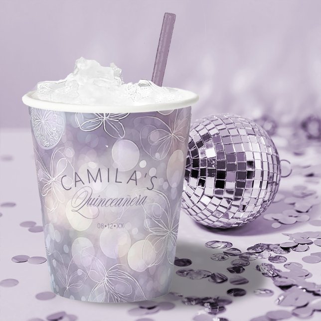 Bokeh and Butterfly Quinceanera ID1030 Paper Cups (Creator Uploaded)