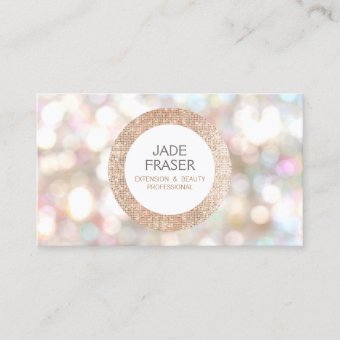 Bokeh and Rose Gold Sequin Beauty and Fashion Business Card | Zazzle