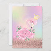 Bokeh,Baby Pink Flamingo Holographic Baby Shower Invitation (Back)