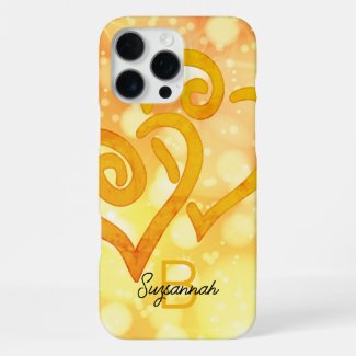Bokeh Background Gold Linked Heart Monogram