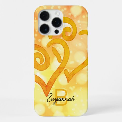 Bokeh Background Gold Linked Heart Monogram
