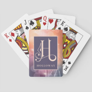 Bokeh Background  H Monogram, Personalize Poker Cards