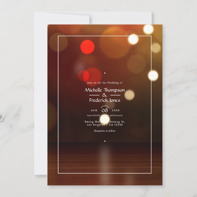 Bokeh Beach Wedding Invitation (Front)
