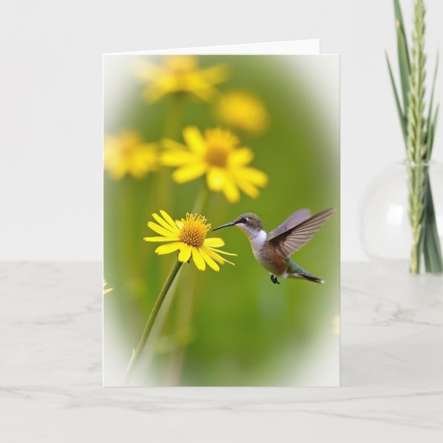 Bokeh Bird And Bloom Card (Front)