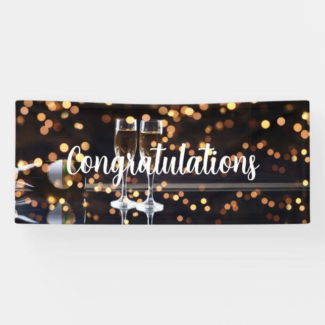 Bokeh Champagne Glasses Banner (Horizontal)