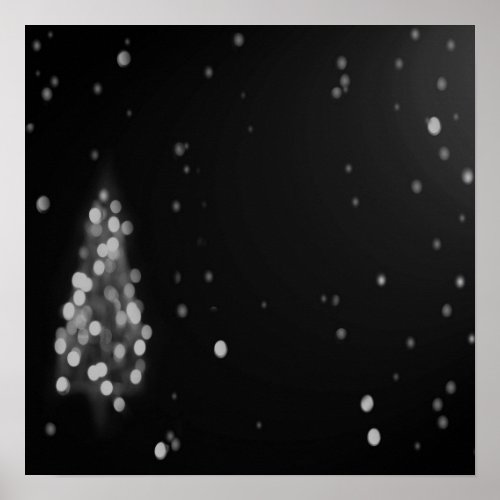 Bokeh Christmas Tree Background _ BW Poster