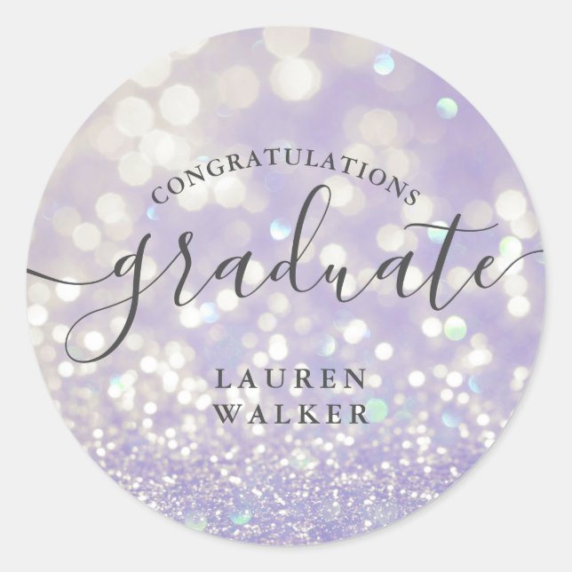 bokeh crystal glitter monogram graduate Sticker (Front)