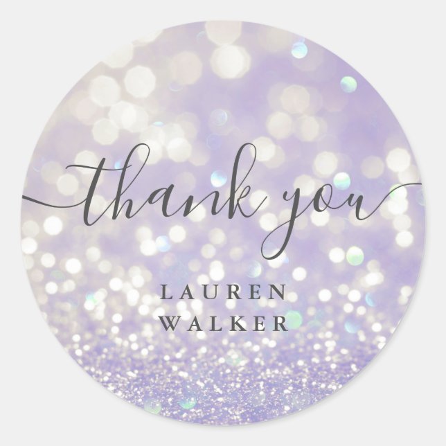 bokeh crystal glitter monogram thank you Sticker (Front)