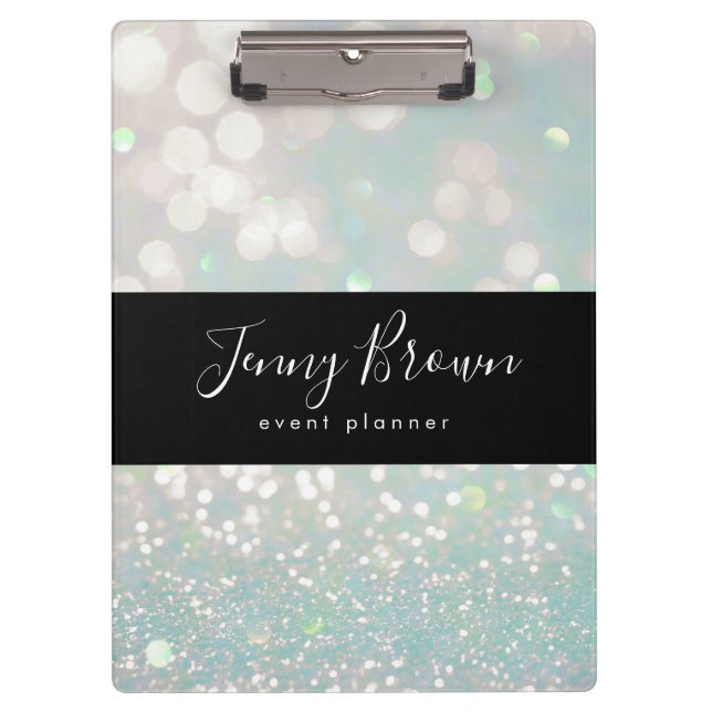 bokeh crystal glitter pastel monogram Clipboard (Front)