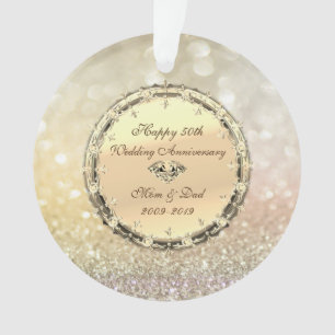 Bokeh, Diamonds 50th Wedding Anniversary Ornament