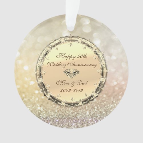 Bokeh Diamonds 50th Wedding Anniversary Ornament