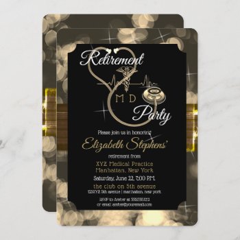 Bokeh Doctor Stethoscope Ekg Retirement Party Invitation by hhbusiness at Zazzle