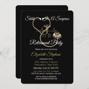 Bokeh Doctor Stethoscope Surprise Retirement Party Invitation