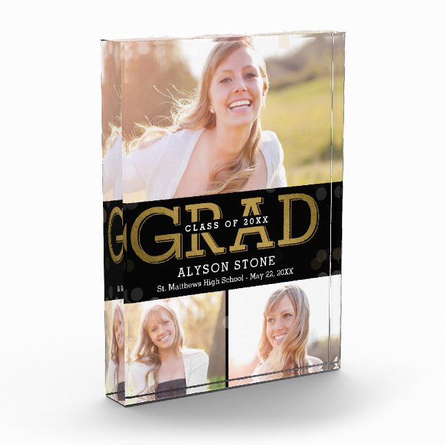 Bokeh Editable Color Graduation Keepsake Block (Left)