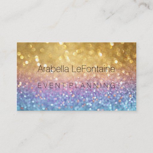 Customizable Bokeh Elegant Events Business Card Glitter
