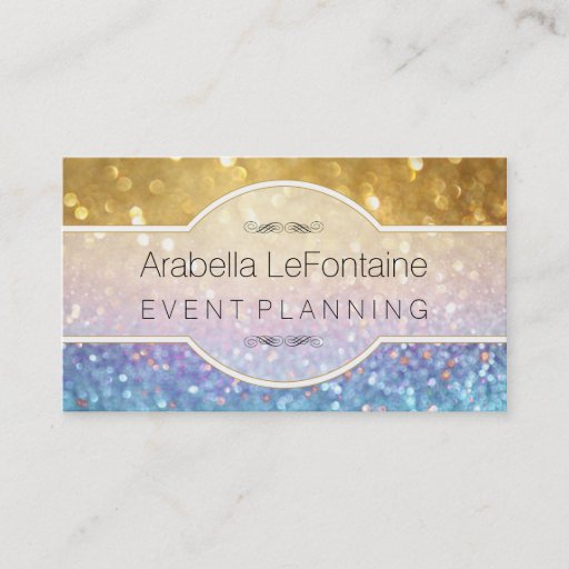 Customizable Bokeh Elegant Events Business Card Glitter