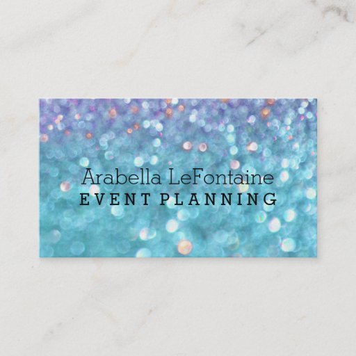 Customizable Bokeh Elegant Events Business Card Glitter
