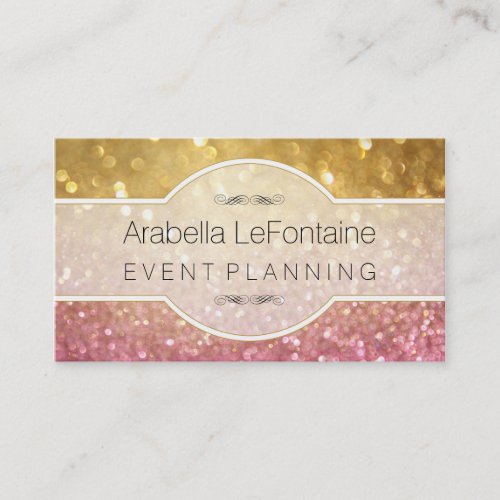 Bokeh Elegant Events Business Card Glitter