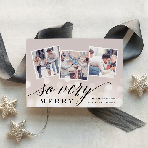 Bokeh Flare  Holiday Photo Collage Card